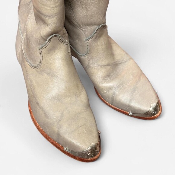 Vintage Frye Sage Green Gray Cowboy Boots Size 8 - Picture 2 of 6